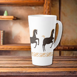 Black Gold Folk Art Spotted Horse Latte Mug