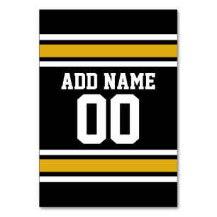 Black Gold Football Jersey Custom Name Number Table Number