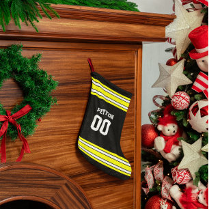 Black & Gold Football Team Personalized Small Christmas Stocking