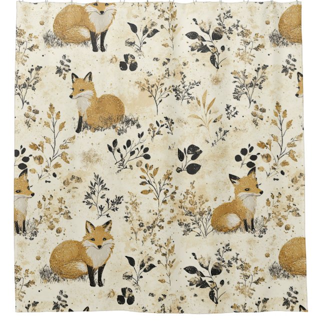 Black Gold Fox Arts Crafts Floral Pattern (Front)