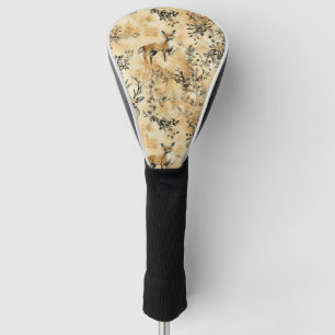 Black Gold Fox Botanical Victorian Pattern Golf Head Cover