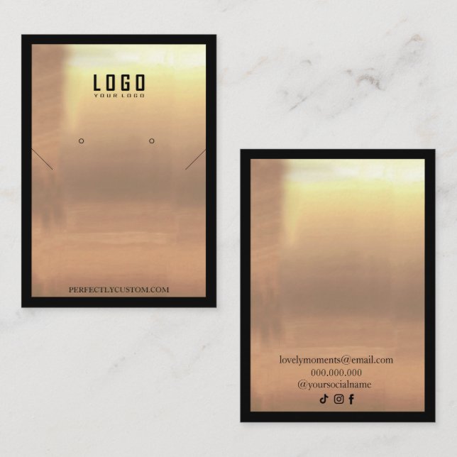 Black Gold Frame Modern necklace earrings  Business Card (Front/Back)