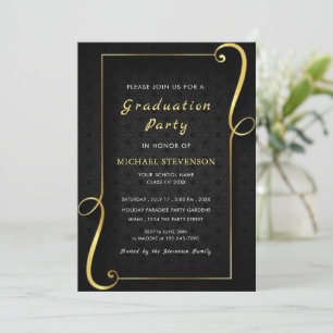 Black Gold Framed Graduation Invitation Template