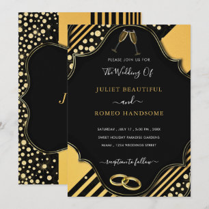 Black Gold Framed Wedding Invitation Template