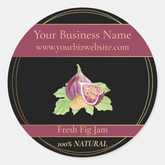 Black & Gold Fresh Fig Jam Product Label (Front)