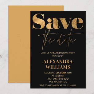 Black Gold Friendsmas invitations Save the date