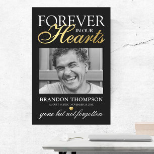 Black Gold Funeral Photo Memorial Poster