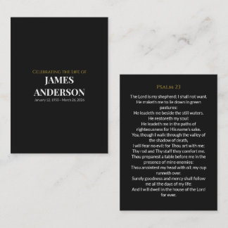 Black Gold Funeral Prayer Card | Psalm 23