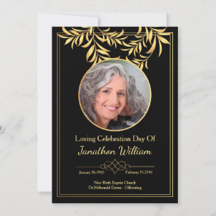 Black & Gold Funeral Program Card