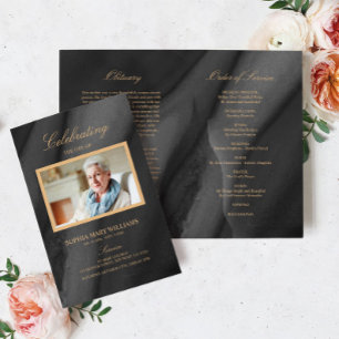 Black & Gold Funeral Program   Order of Service