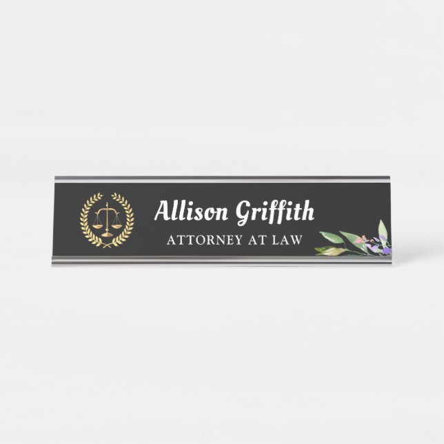 Black Gold Garden Lawyer Attorney Desk Name Plate (Front)