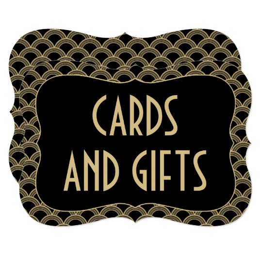 Black & Gold Gatsby Wedding Cards & Gifts Sign