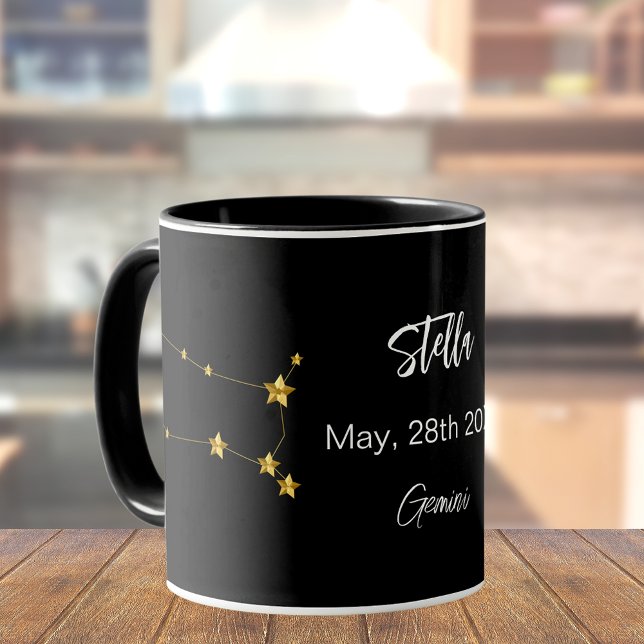 Black gold Gemini star constellation birthday Mug (Creator Uploaded)