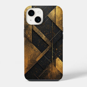 Black Gold Geometric Design iPhone 14 Case