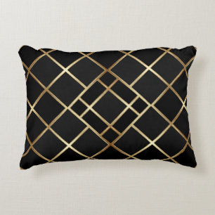 ✨ Black Gold Geometric Diamond Luxury Style ✨ Accent Pillow