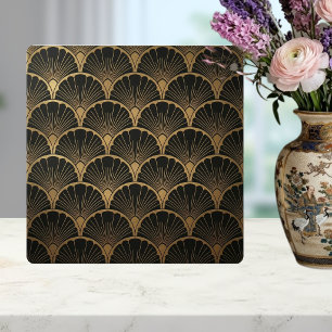 Black Gold Geometric Fan Art Deco Tile