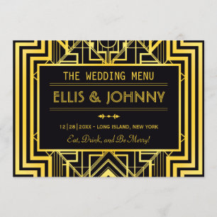 Black & Gold Geometric Menu Cards