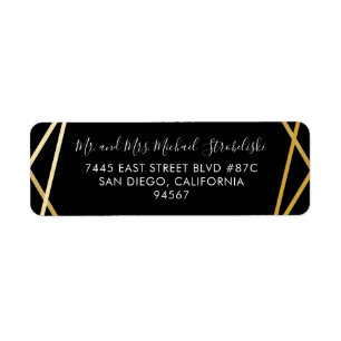 Black Gold Geometric Modern Return Address