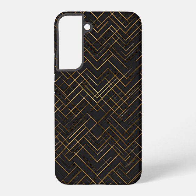 Black Gold Geometric Samsung Galaxy S22+ Case (Back)