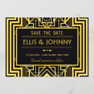 Black & Gold Geometric Save the Date