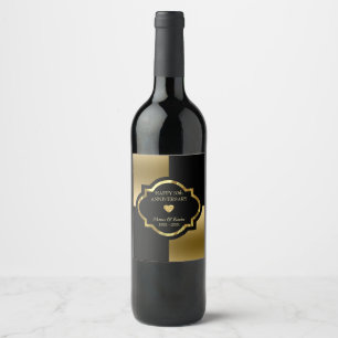Black & Gold Geometric Shapes Wine Label