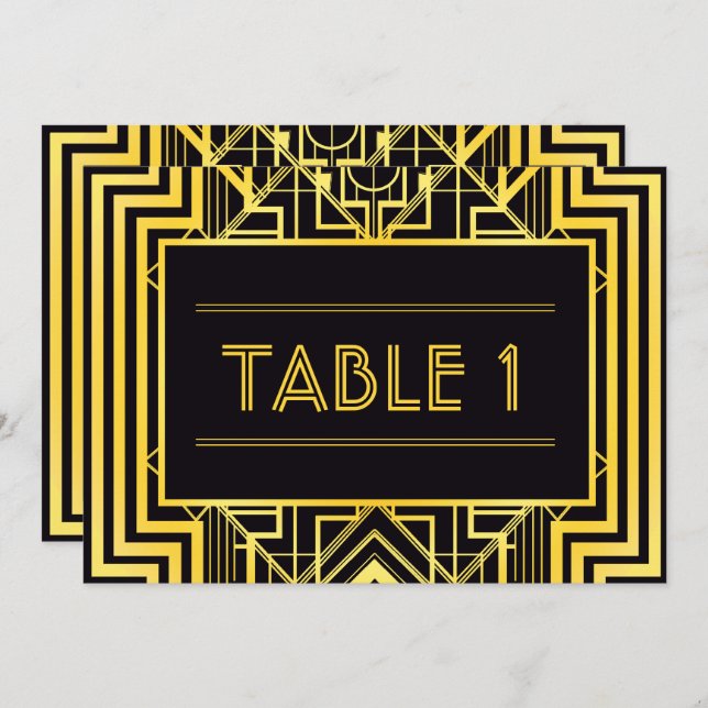 Black & Gold Geometric Table Numbers (Front/Back)