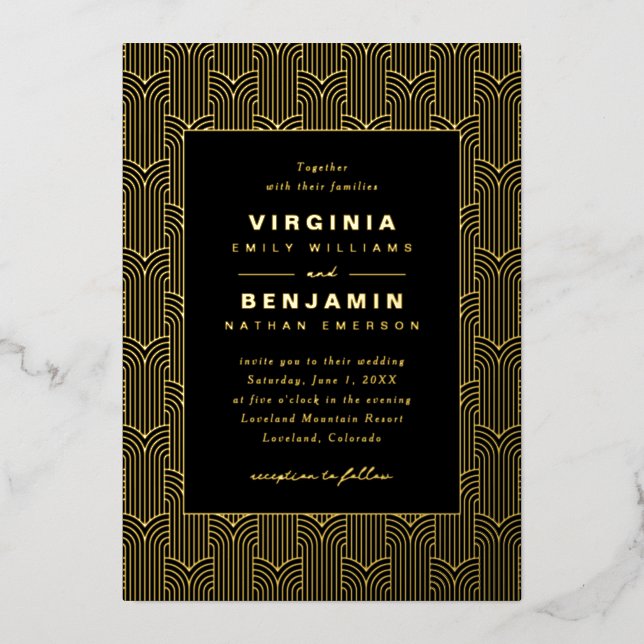 Black Gold Geometric Wedding (Front)