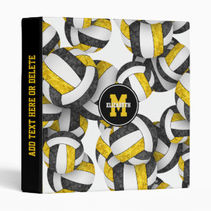 black gold girls school colours volleyballs patter binder