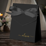 Black Gold Girly Script Monogram Name Modern Favor Box<br><div class="desc">Gold and Black Sparkle Glitter Monogram Add Your Own Name Paper Party Gift Boxes This makes the perfect sweet 16 birthday,  wedding,  bridal shower,  anniversary,  baby shower or bachelorette party gift for someone that loves glam luxury and chic styles.</div>