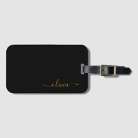 Black Gold Girly Script Monogram Name Modern