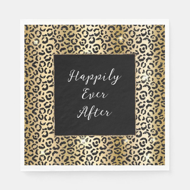 Black Gold Glam Leopard Napkin (Front)