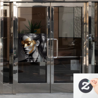 Black & Gold Glam Luxury Gold Face Art Salon Window Cling