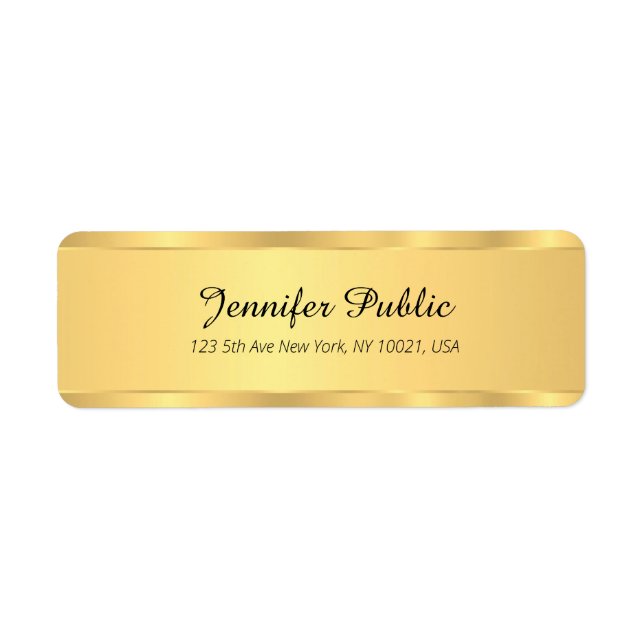 Black & Gold Glam Modèle Elegant Adresse de retour (Devant)