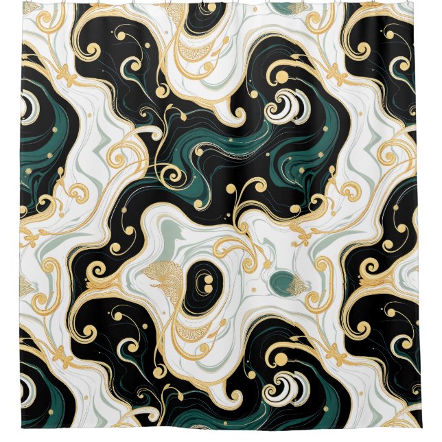 Black & Gold Glam Shower Curtain (Front)