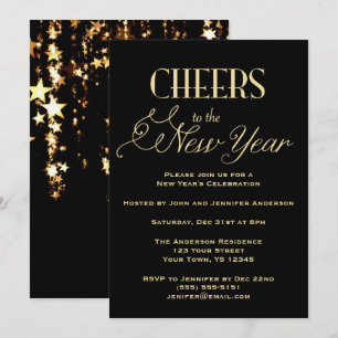 Black Gold Glamour New Year's Eve Party Invitation