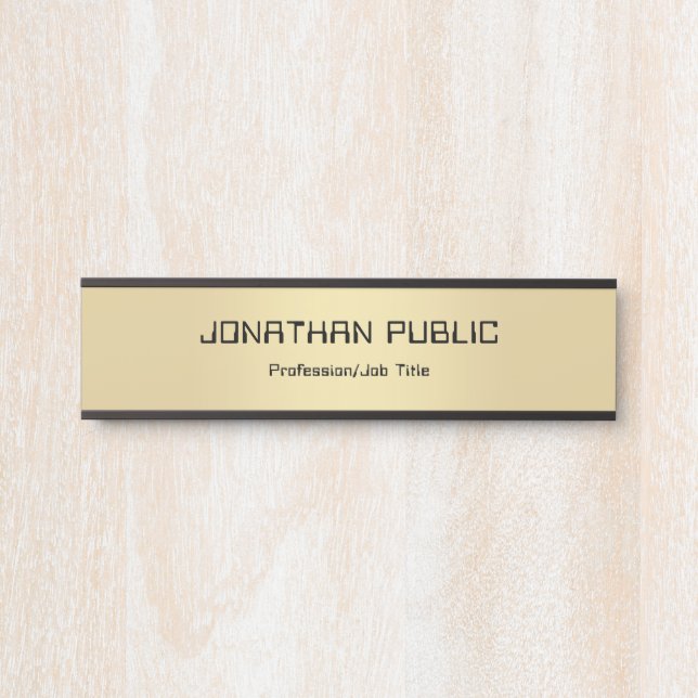 Black Gold Glamourous Template Elegant Modern Door Sign (Front)