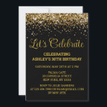 Black & Gold Glitter 30th Birthday Let's Celebrate Invitation<br><div class="desc">Black and Gold Glitter Invite,  30th Birthday Party invitation Thirty,  Let's celebrate digital Any Age,  Instant download Forty Fifty Sixty,  Personalized 21st 40th 50th 60th,  Elegant Milestone template Sweet 16,  Custom 18th Glam Golden Confetti,  Adult Calligraphy Modern Stylish script,  Chic trendy simple for her,  Bling 16th quinceanera 15th celebration</div>