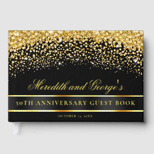 Black Gold Glitter 50th Anniversary Guest Book