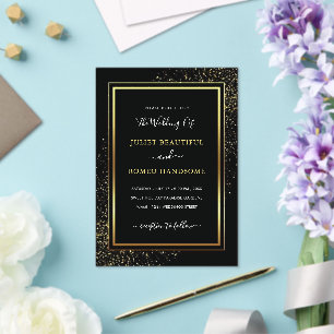 Black Gold Glitter Acrylic Wedding Invitation
