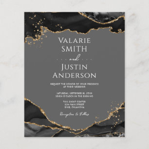 Black Gold Glitter Agate Wedding Invitation