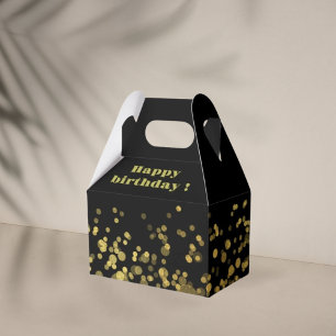 Black gold glitter birthday favour box