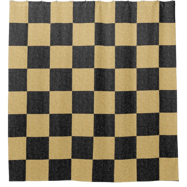 Black Gold Glitter Chequered Classy Trendy Pattern (Front)