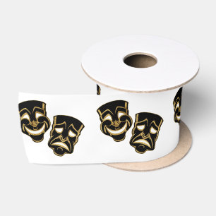 Black Gold Glitter Comedy and Tragedy Theatre Satin Ribbon