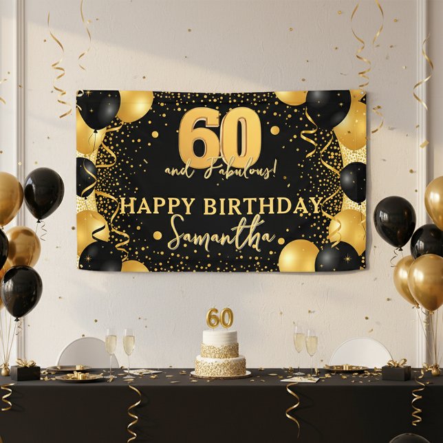 Black Gold Glitter Confetti 60 and Fabulous Banner (Creator Uploaded)