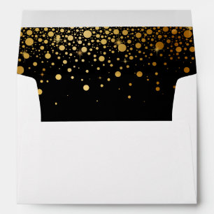 Black Gold Glitter Confetti Dots for 5x7 Invite Envelopes