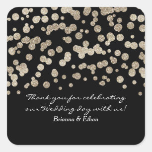 Black & Gold Glitter Dots Modern Stickers