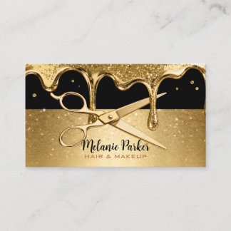 Black & Gold Glitter Drip Shears Business Card