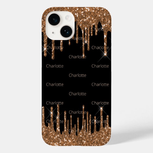 Black gold glitter drips name glamourous Case-Mate iPhone case (Back)