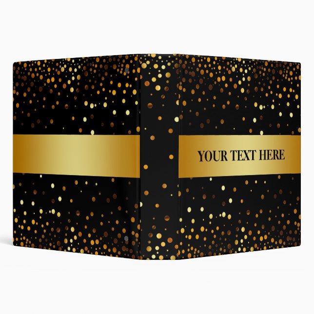 Black Gold Glitter Faux Foil Confetti Binder (Background)