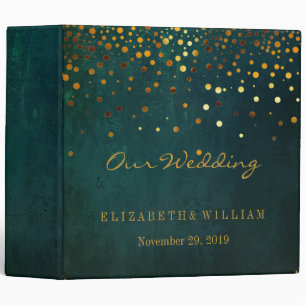 Black Gold Glitter Faux Foil Confetti Personalize Binder